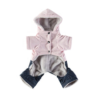 Corduroy Pet Four-legged Hooded Fleece Lined Coat