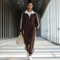 Casual Retro Zip-up Jacket And Trousers Two-piece Sportswear Set