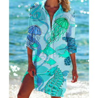 Women's Creative Loose Print Holiday Beach Shirt