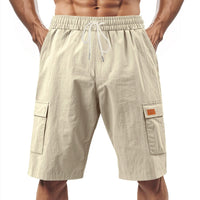 Loose Sports And Leisure Solid Color Linen Drawstring Shorts