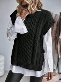 Women's Round Neck Sleeveless Knitwear Twist Thread Sweater