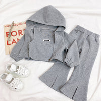 Girls' Sports Children's Western Style Net Red Split Flared Pants Hooded Jacket Autumn