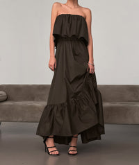 Fashionable Ruffled Strapless Dress