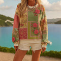 Casual Round Neck Long Sleeve Pullover Conventional Digital Printing Women's Sweater