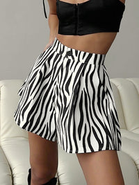 Women's Fashion Casual Zebra Print Wide Leg Loose Shorts