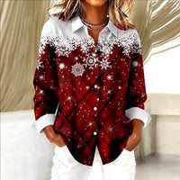 Womens Plaid Loose-Fit Retro Long-Sleeve Shirt Top