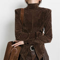 Velvet Half Turtleneck T-shirt Base Shirt Slit Hemline At Hem Solid Color Top
