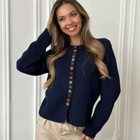 New Colorful-button Knitted Cardigan FallWinter New Arrival