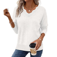 Womens Short-Sleeve Sweater Simple Elegant Solid-Color Knit Top