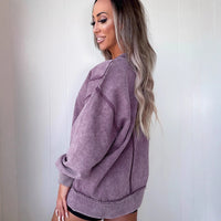 Women's Loose Casual Solid Color Slit Top