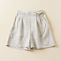 Solid Color Cotton Linen Elastic-waist Wide Leg Pants