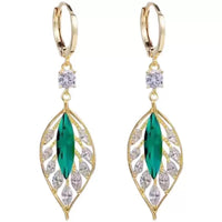 Chic Black Zircon Leaf Earrings With A Stylish Vibe