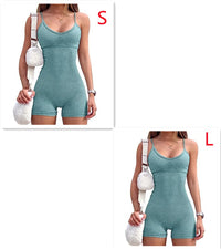 Spaghetti Strap Shorts Jumpsuit Sports Yoga Workout Tight Romper Women Fashion Fitness Sportwear