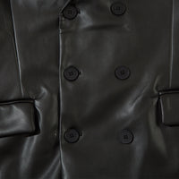 Double Breasted Suit Collar PU Leather Coat