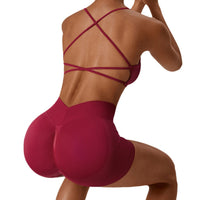 Seamless Knitted Yoga Straps Cross Motion Workout Bra