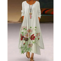 AliExpress Women's Retro Printed Crew Neck Button Dress