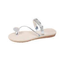 Outerwear Floral Rhinestone Flip-Flops Fairy Style Flat Sandals Two-Way Wear