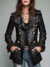 Vintage Black Leather Biker Jacket