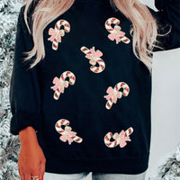 Women's Christmas Candy Sequins Loose-fitting Casual Sweatshirt
