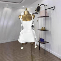 Womens Sleeveless Strap Dress With 3D Floral Design