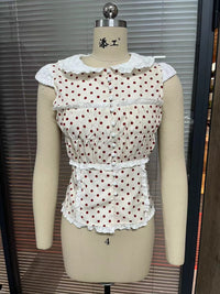 Polka Dot Lace Stitching Shirt Women's Top