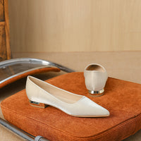 Womens Stylish Pointed-toe Chunky-heel Flats