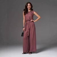 Women's Loose Casual Sleeveless Wide-Leg Pants Set