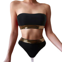 Women's Solid Color High Waist Split Bikini