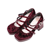 Velvet Edition Original Pearl Bow Three Buckles
