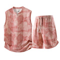 Sleeveless Vest Suit Fat People Casual Two-piece Suit Hemp Quick-drying