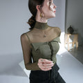 Women's Design Mesh Patchwork Top Bottoming Shirt