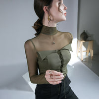 Women's Design Mesh Patchwork Top Bottoming Shirt