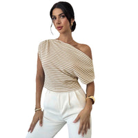 Short-sleeve Office-style Versatile Fitted Knit Top T-shirt