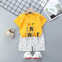 Children's Short-sleeved T-shirt Suit Cotton Baby Home Service