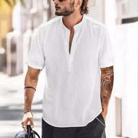 Men's Chest Pocket Solid Color Casual Fashion Short Sleeve T-shirt