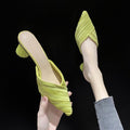 New Summer Women's Shoes Pointed Slippers Thick Heel