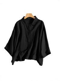 Linen Drop-shoulder Sleeve Top Artistic Shirt For Women