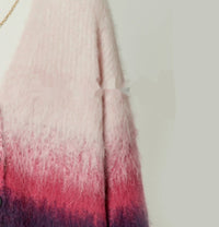 Casual V-neck Gradient Mohair Knitted Top