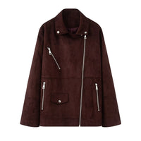 Women's Fashion Elegant Suede Lapel Jacket