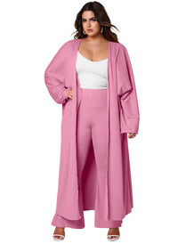 Long Coat And Loose Casual Trousers Fashion Set