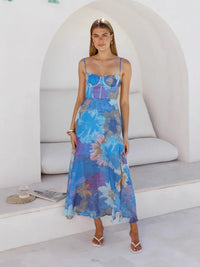 Elegant Sexy Strap Printed Dress For Women