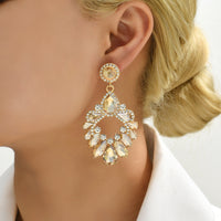 Crystal Wreath Drop Earrings Sparkly Rhinestone Statement Jewelry For Women Wedding Party Prom Festival Daily Wear