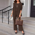Loose Cardigan Jacket Matching Vest Top Straight-leg Trousers Three-piece Set