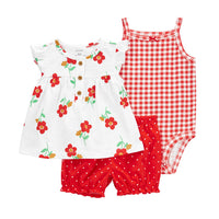 Baby Girl Short-sleeved Shorts T-shirt Three-piece Suit