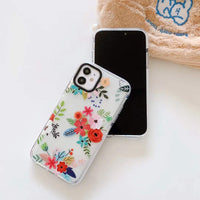Small  And Simple Flower Transparent Mobile Phone Case 12ProMax Soft Shell 11 Two-color Border