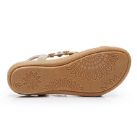 Women's Fashionable Ethnic Simple Beaded Flat Roman Women's Shoes