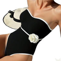 Womens Form-fitting One-piece Swimsuit With Floral Detailing