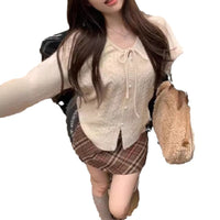 Round Neck Lace-up Sweater Women