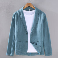 Japanese Flat Collar Casual Ramie Small Suit Men's Versatile