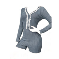 New Stylish Comfortable And Figure-flattering V-neck Long-sleeve Jumpsuit For Loungewear